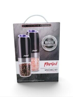 Parini Gravity Activated Spice Mill Set - Black with LED Illumination
